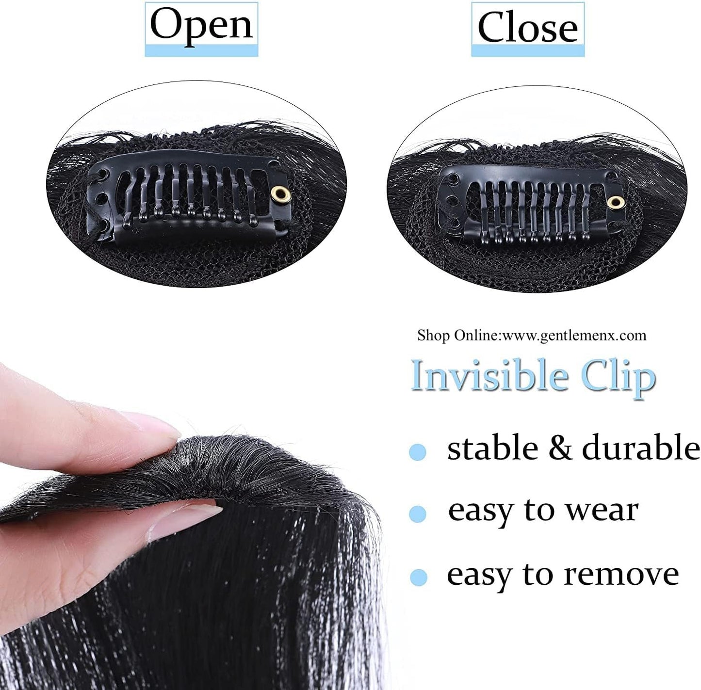 TGX Clip in Bangs 100% Real Human Hair French Bangs Wave Fringe Side Bangs Swept Natural look Hair for Daily Wear.