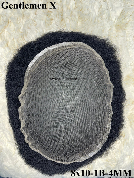 Afro Toupee For Black Men Hair Systems 8x10 Inch Full Lace Afro Wig For African American Black Man Curly Weave Human Hair Units 1B 4mm Natural Color