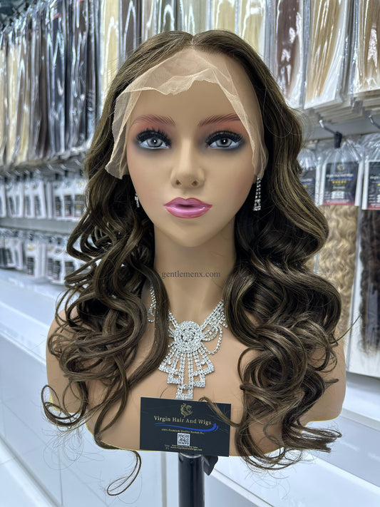 Zenkia 13x6 Lace Front European 100% Premium Quality Virgin Remy Human Hair wave Curls Brown4#/8