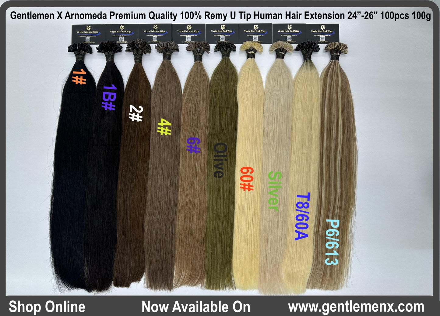 Arnomeda Premium Quality 100% Remy Nail Tip/U Tip Human Hair Extension 24”-26'' 100pcs 100g