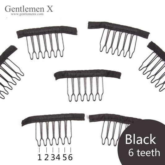 6 Teeth 12pcs Wig Combs Hair Clips For Weave Extensions Black Brown Color Sewing Hair Wig Clips Tools