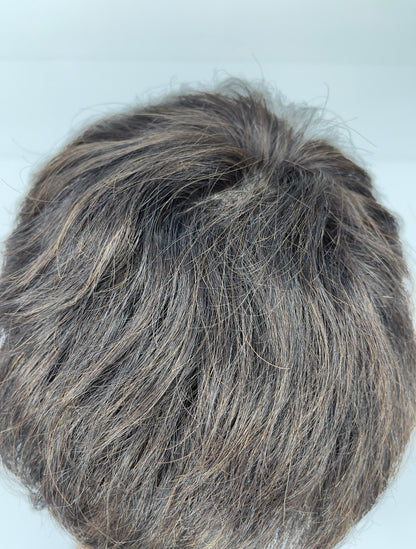 Men's Wig 100% Human Dark Brown Short Hair Full Lace Wig 2# 6261