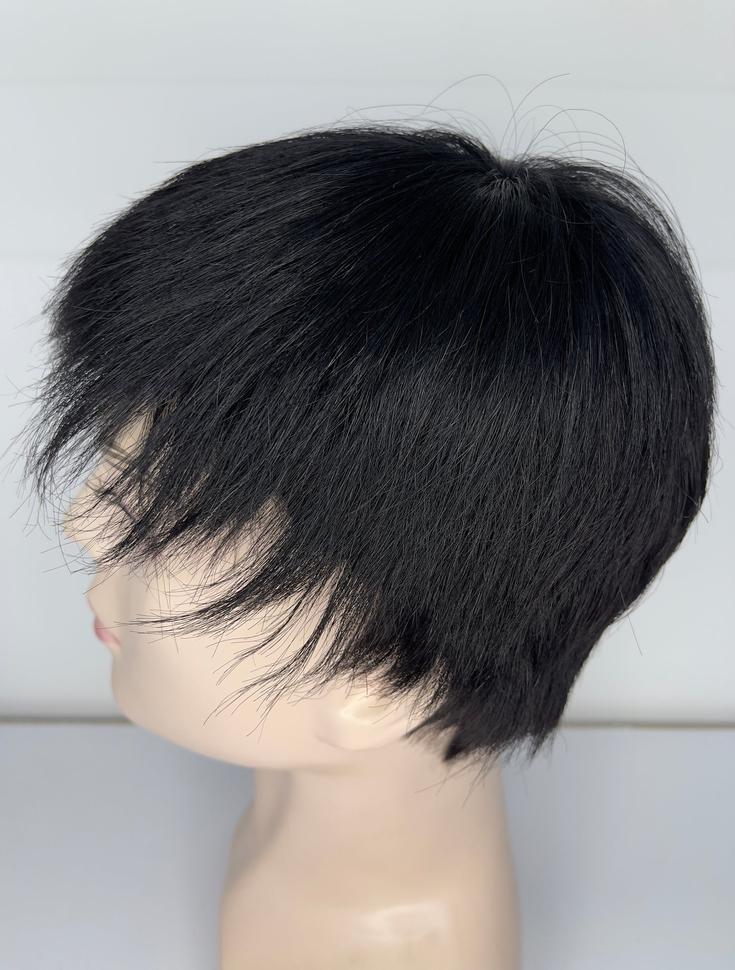 Men's short Wig 100% Human Hair Natural Black 1B M9551