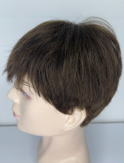Men's short Wig 100% Human Hair Dark Brown M7027