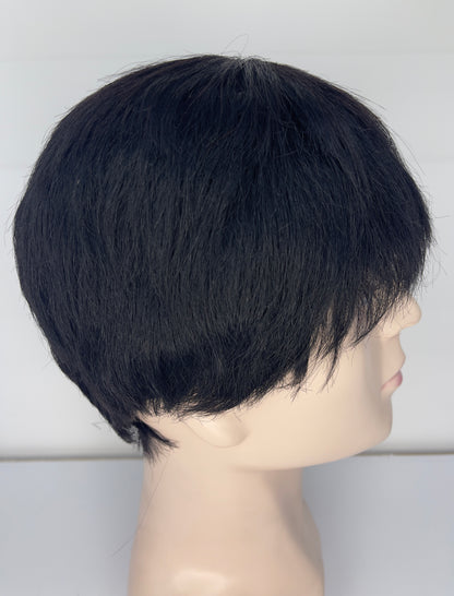 Men's short Wig 100% Human Hair color Natural 1B M049