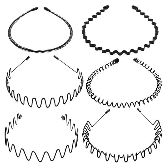 Unisex Black Wavy Hairband Men Women Washing Headband Scrunchy Styling Tools Accessories Headwear Hair Head Hoop Bands