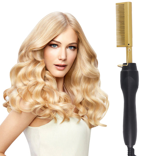 2 in 1 Hot Comb Straightener Electric Hair Straightener Hair Curler Wet Dry Use Hair Flat Irons Hot Heating Comb For Hair for Unisex