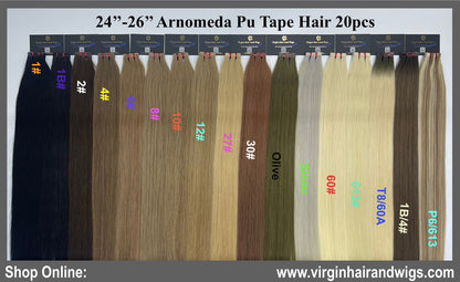 Arnomeda STW 24''-26 Premium Quality Tape In Human Hair Extension 100% Remy Human Hair 20 Pieces X4cm Wide ”42g