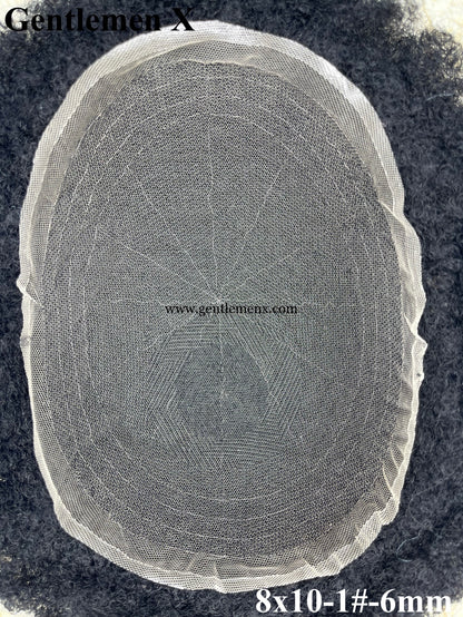 Afro wave Toupee For Black Men Hair Systems 8x10 Inch Full Lace  Afro Wig For African American Black Man Curly Weave Human Hair Units  1# 6mm Jet Black