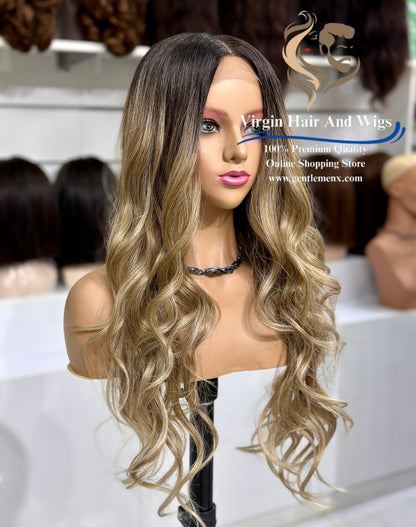 13x4 Free Part Front Lace Esther - Arika Heat Friendly Synthetic Lace Wig (TAT4/12/Apric)