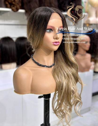 13x4 Free Part Front Lace Esther - Arika Heat Friendly Synthetic Lace Wig (TAT4/12/Apric)