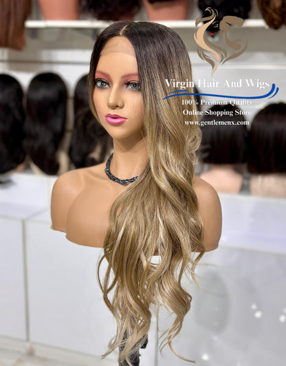 13x4 Free Part Front Lace Esther - Arika Heat Friendly Synthetic Lace Wig (TAT4/12/Apric)