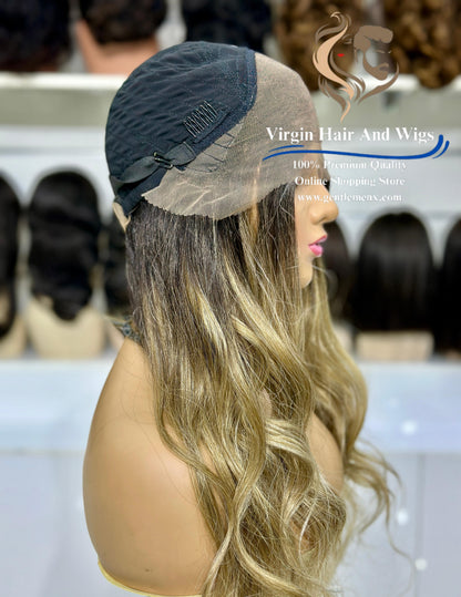 13x4 Free Part Front Lace Esther - Arika Heat Friendly Synthetic Lace Wig (TAT4/12/Apric)