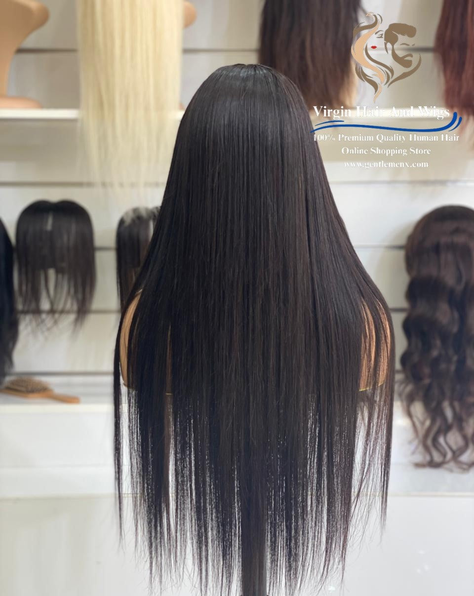 13x14 HFD Silk base Top Human Hair Wigs 1B Natural Black 26''-28''