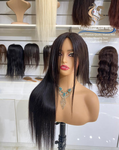 13x14 HFD Silk base Top Human Hair Wigs 1B Natural Black 26''-28''