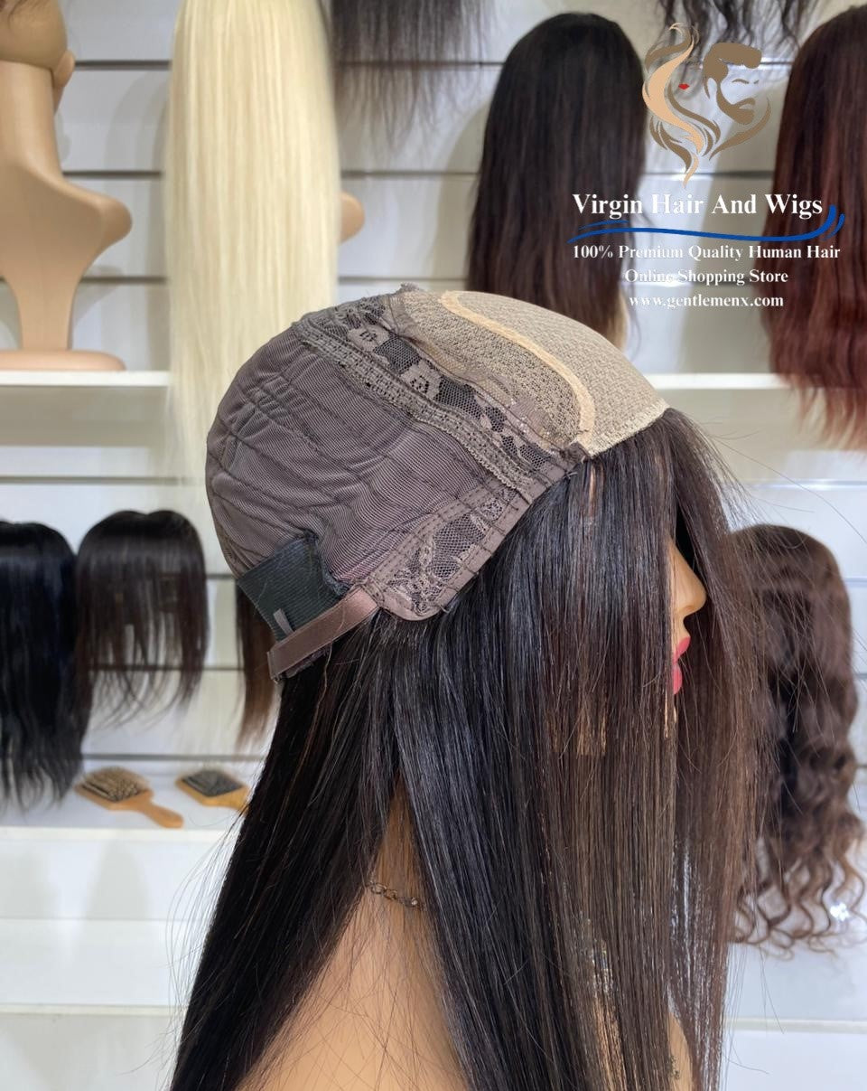 13x14 HFD Silk base Top Human Hair Wigs 1B Natural Black 26''-28''