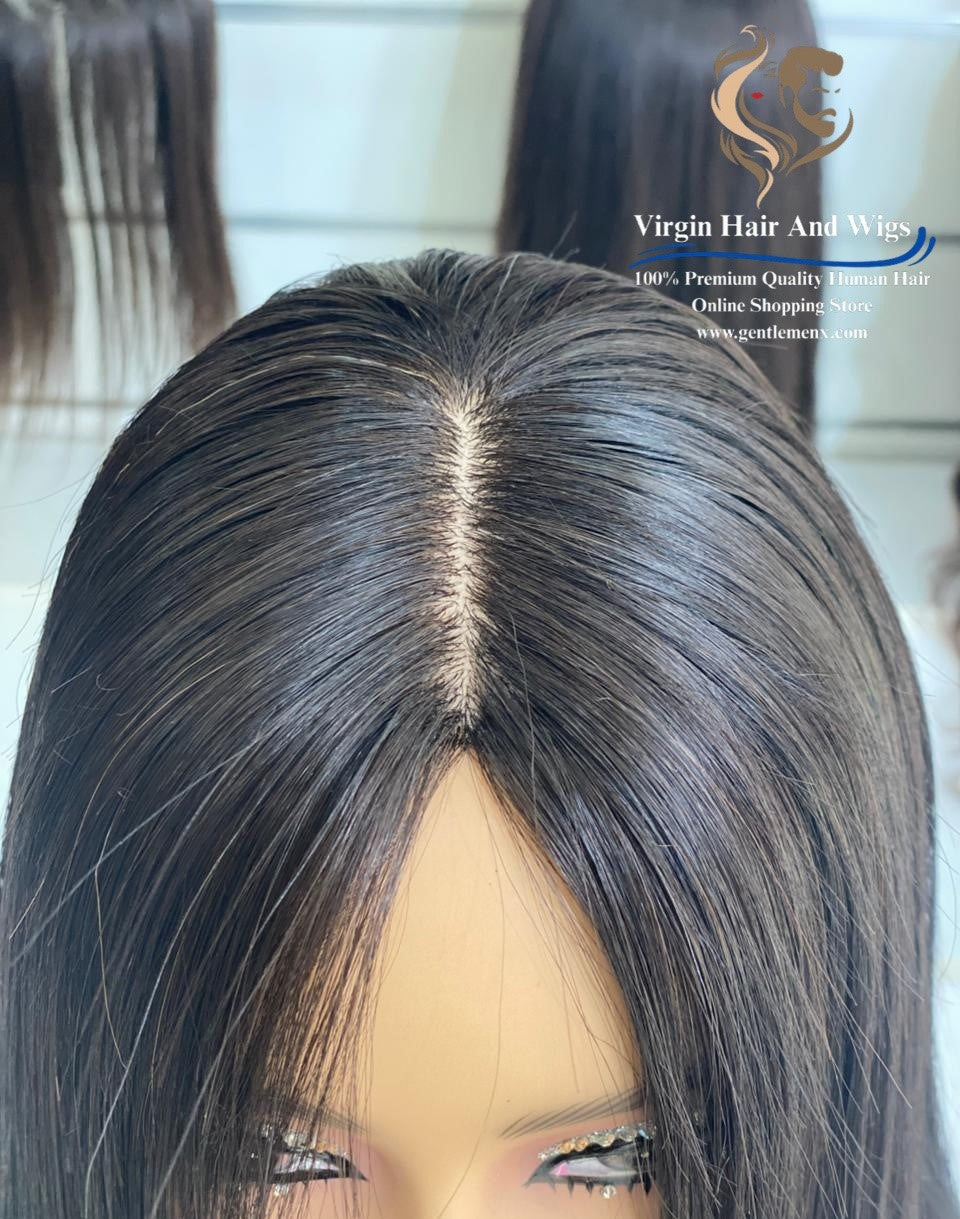 13x14 HFD Silk base Top Human Hair Wigs 1B Natural Black 26''-28''