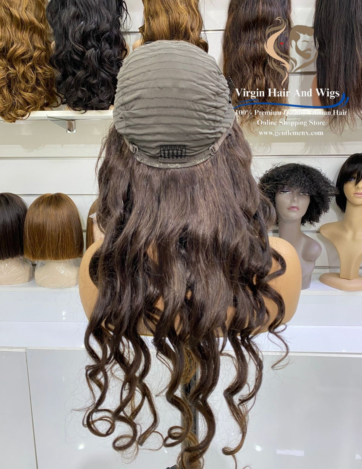 22''-24'' 11x3 Front Lace 100% Human Hair wigs loose Wave 175052 color 2# Dark Brown.