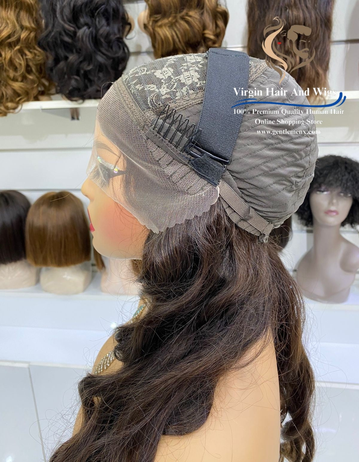 22''-24'' 11x3 Front Lace 100% Human Hair wigs loose Wave 175052 color 2# Dark Brown.