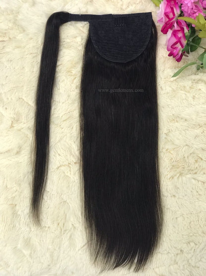 TGX Arnomeda 20''-22'' 100% Remy Human Hair Ponytail Extensions 140g 1B Natural Straight