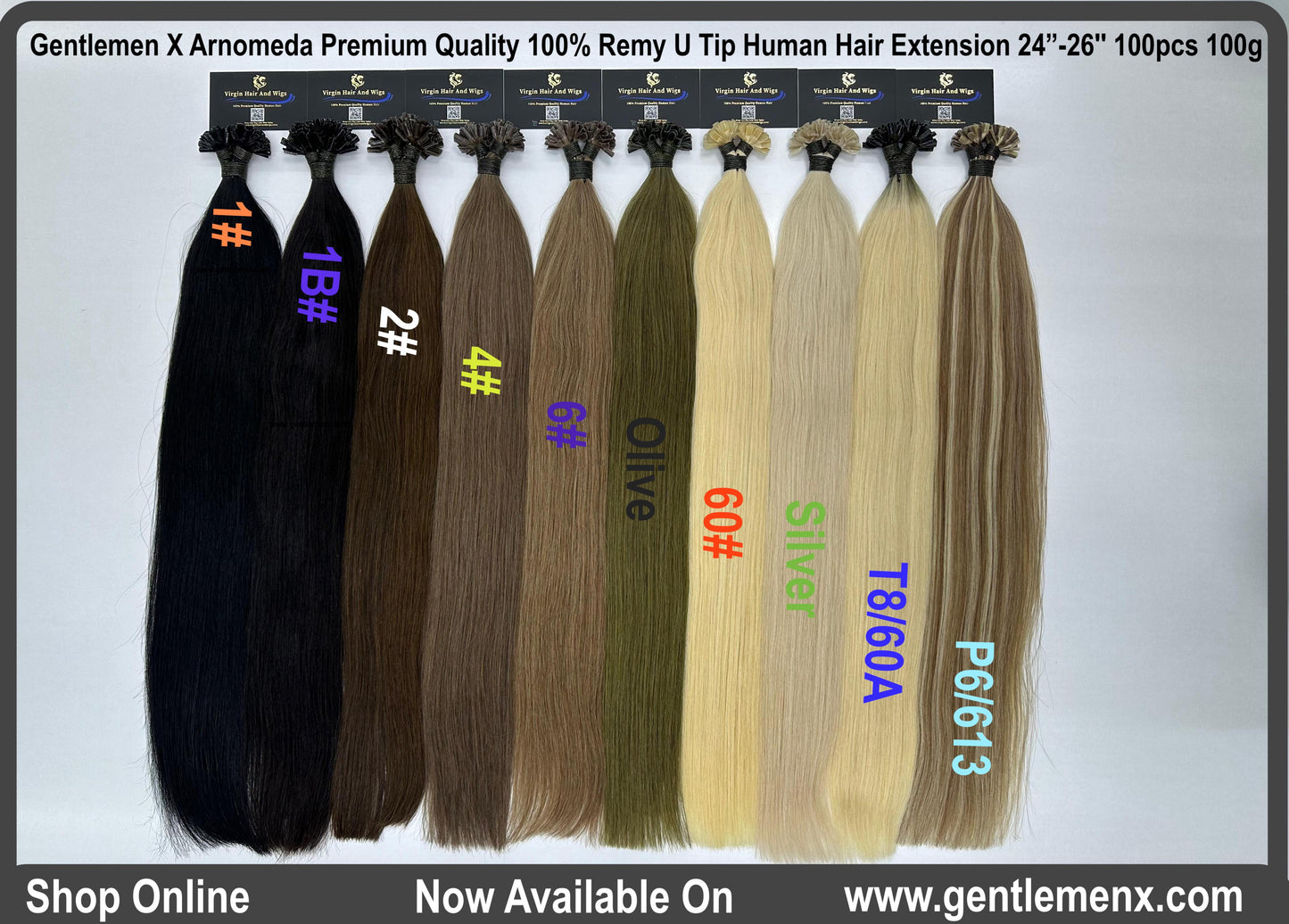 Arnomeda 24-26'' Premium Quality 100% Remy Nail Tip/U Tip Human Hair Extension 100pcs 100g