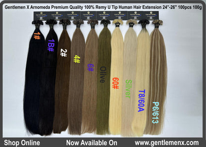Arnomeda 24-26'' Premium Quality 100% Remy Nail Tip/U Tip Human Hair Extension 100pcs 100g