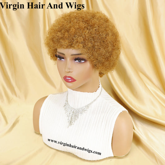 Short Afro Kinky Curly Wigs For Women Human Hair Remy Hair Human Hair Wigs Glue less Machine Made Wig