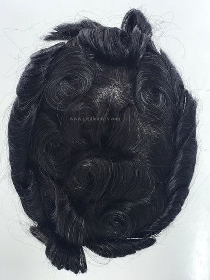 Gentlemen X Australia Men's Toupee Human Men's Hair System invisible Front line 1B Natural/Gray Synthetic AMP