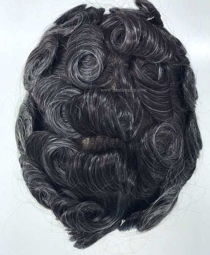 Gentlemen X Australia Men's Toupee Human Men's Hair System invisible Front line 1B Natural/Gray Synthetic AMP