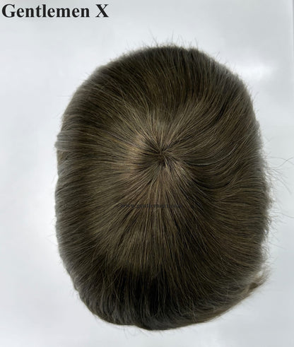 TGX Q6 With Silicon Around Lace Hair Systems with Easy Wear Breathable 100% Human Hair Toupee Hair pieces Natural Knots SU