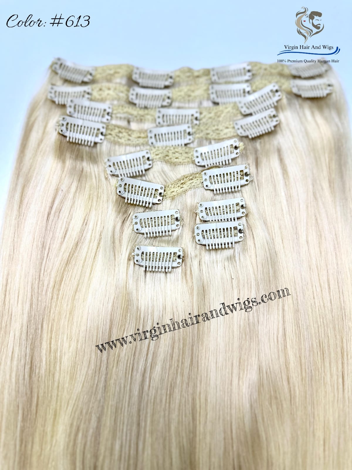 TGX Arnomeda 16''-18'' 100% Human Hair Full Head 10PCS Clips in Hair Extensions set 140g 613# Blond Stright