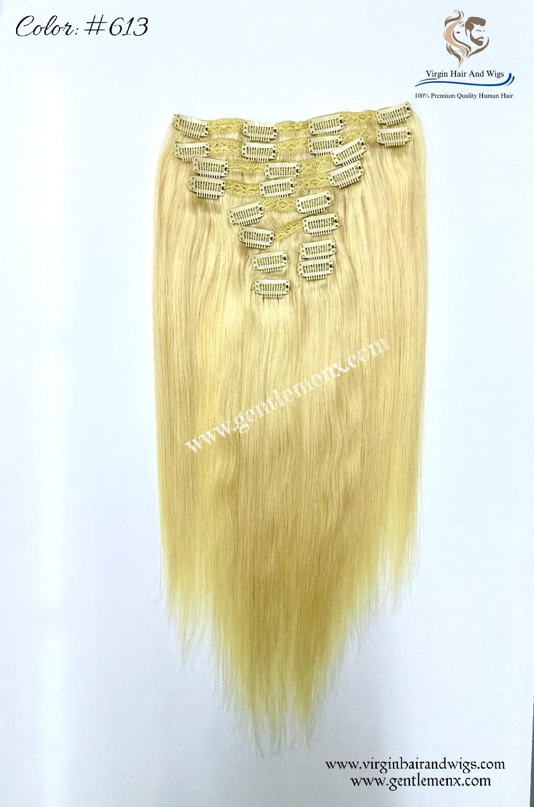 TGX Arnomeda 16''-18'' 100% Human Hair Full Head 10PCS Clips in Hair Extensions set 140g 613# Blond Stright