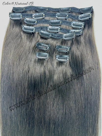 TGX Arnomeda 20''-22'' 100% Human Hair Full Head 10PCS Clips in Hair Extensions set 140g 1B Natural Stright