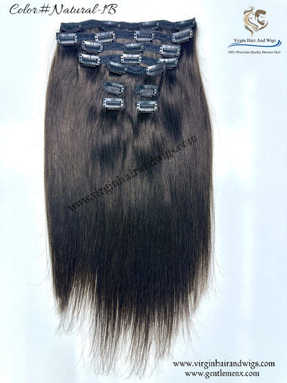 TGX Arnomeda 20''-22'' 100% Human Hair Full Head 10PCS Clips in Hair Extensions set 140g 1B Natural Stright