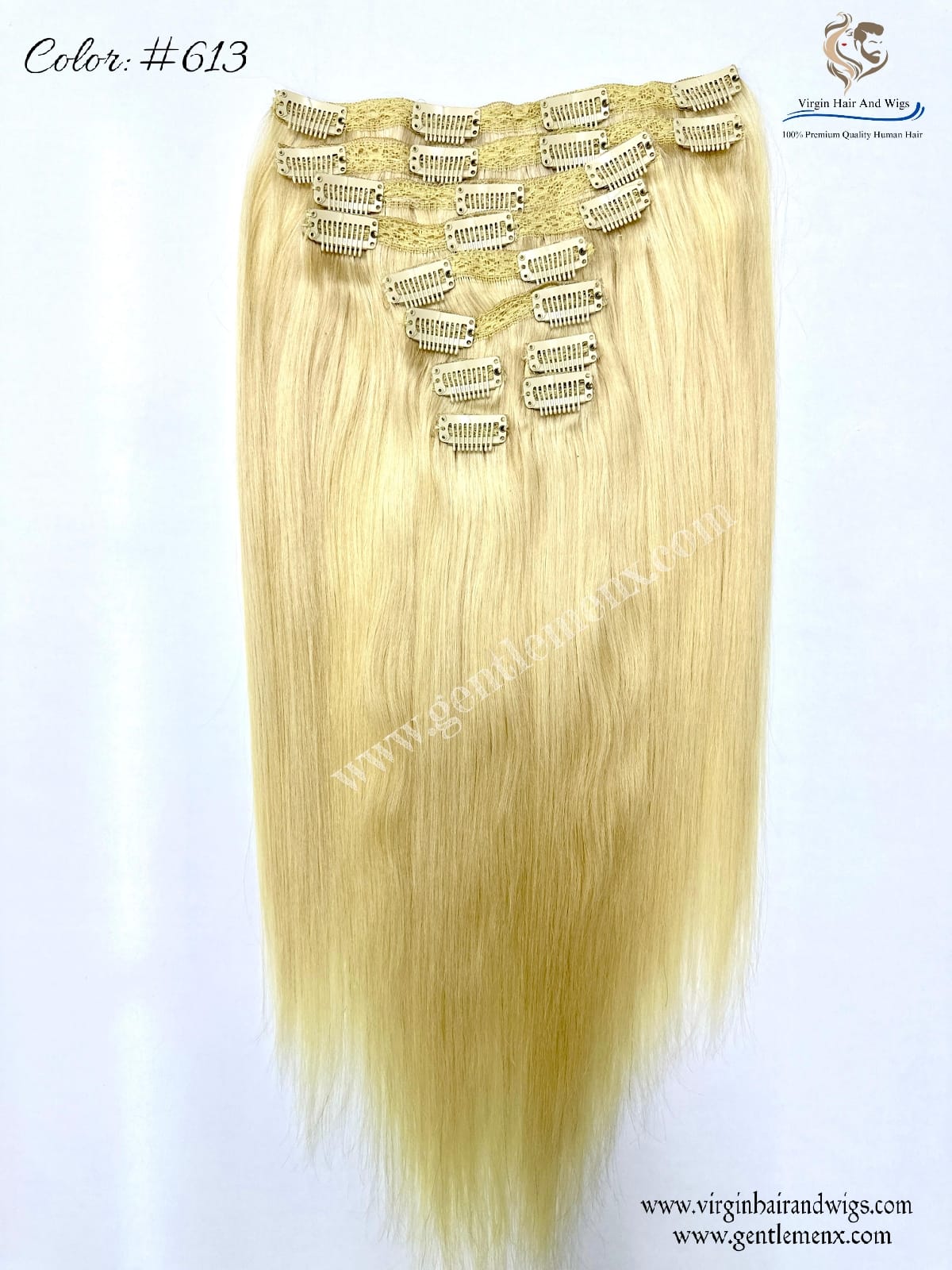 TGX Arnomeda 16''-18'' 100% Human Hair Full Head 10PCS Clips in Hair Extensions set 140g 613# Blond Stright