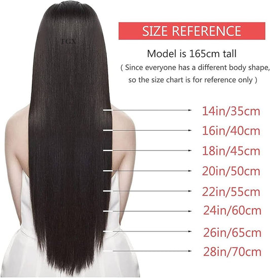 TGX Arnomeda 16''-18'' 100% Human Hair Full Head 10PCS Clips in Hair Extensions set 140g 2# Dark Brownl Stright