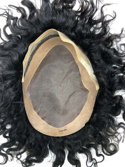 SU mono front lace 100% Human Hair men's toupee men's hair system curly
