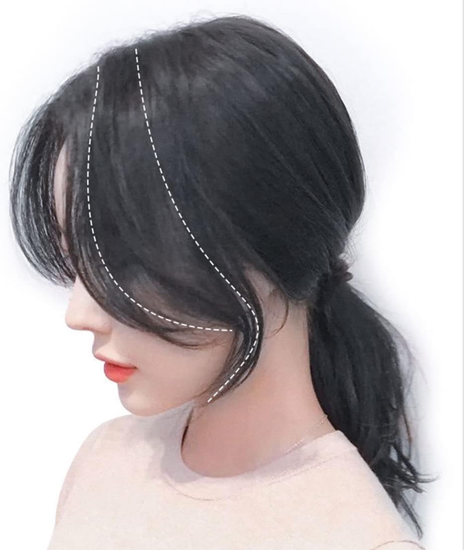 TGX Clip in Bangs 100% Real Human Hair French Bangs Wave Fringe Side Bangs Swept Natural look Hair for Daily Wear.