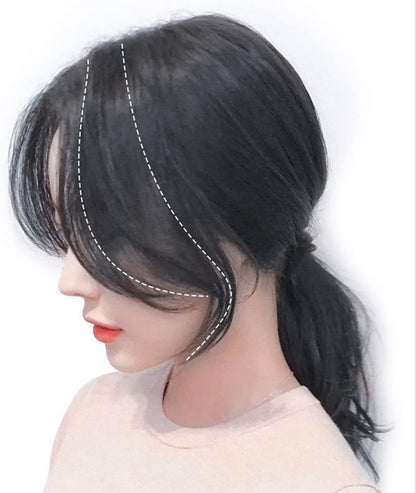 TGX Clip in Bangs 100% Real Human Hair French Bangs Wave Fringe Side Bangs Swept Natural look Hair for Daily Wear.