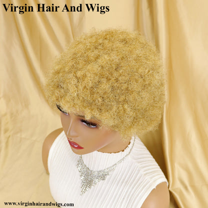 Short Afro Kinky Curly Wigs For Women Human Hair Remy Hair Human Hair Wigs Glue less Machine Made Wig