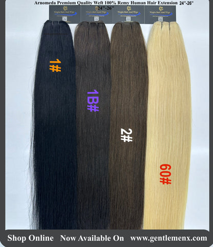 Arnomeda 24''-26'' Straight Premium Quality 100% Remy Human Hair weft 60cm-65cm 100G