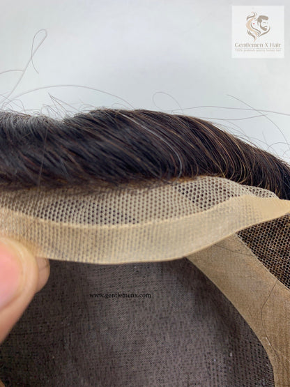 Gentlemen X VIP Duro Mono Front Lace Dzire Mono 100% Human Toupee Hair Systems with Easy To Wear Toupee Hair pieces Natural Men's Hair
