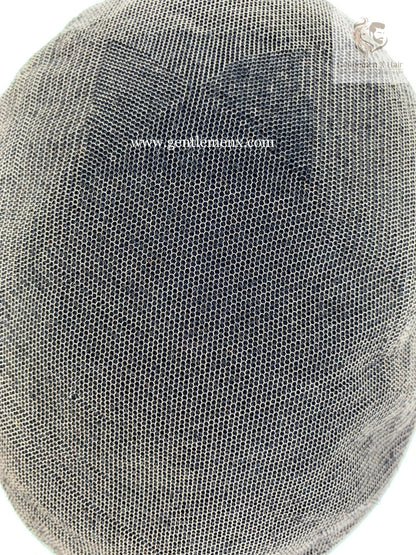 Gentlemen X Premium New Swiss front Lace Poly Skin Around Hair Systems with Easy Wear Breathable 100% Human Hair Toupee natural Bleached Invisible Knots