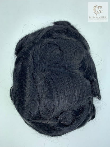 Gentlemen X Premium Thin Skin injected V Hairpiece With European Virgin Hair Men's 100% Human Hair Toupee Hairpieces  Men's Hair 0.006mm