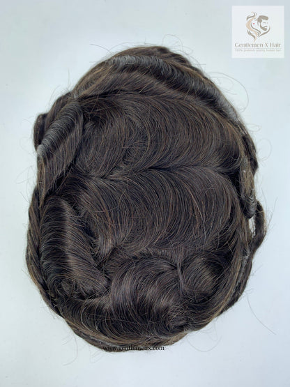 Gentlemen X Premium Thin Skin injected V Hairpiece With European Virgin Hair Men's 100% Human Hair Toupee Hairpieces  Men's Hair 0.006mm