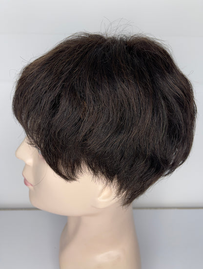 Men's Wig 100% Human Natural Black Short Hair Full Lace Wig 2# 6262
