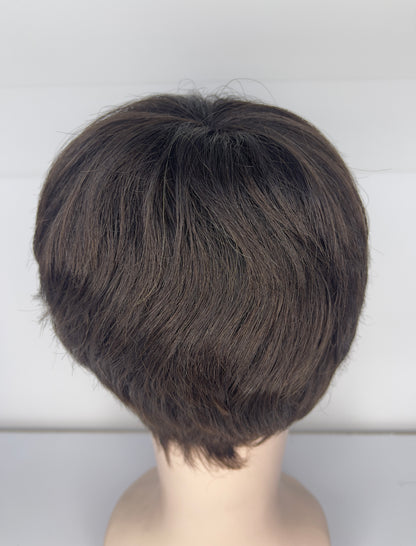 Men's short Wig 100% Human Hair Dark Brown 2# M7023